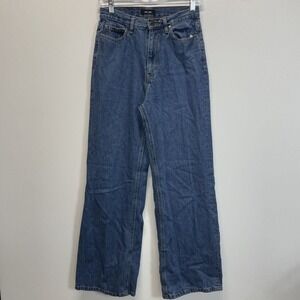 Saint & Sofia Jeans Size 26 Wide Straight Leg Hight Waist Denim Blue Medium Wash